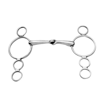  Stainless Steel Jointed 3 Ring Dutch Gag Bit