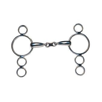  Stainless Steel French Link 3 Ring Dutch Gag Bit