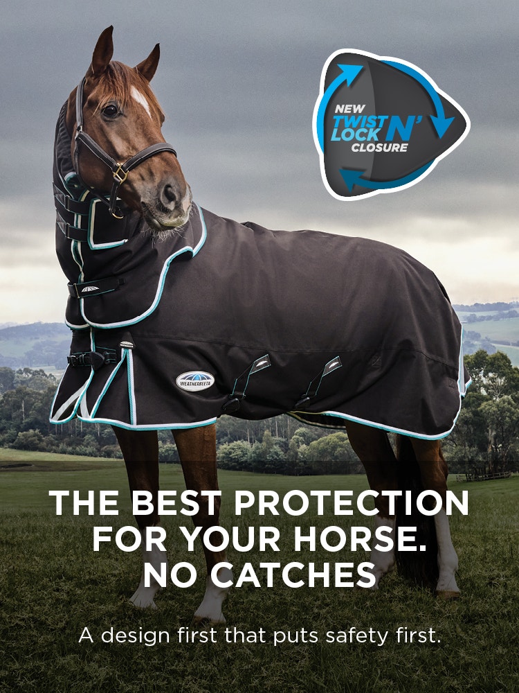 Horse wearing ComFiTec Ultra Comfi blanket standing in a field