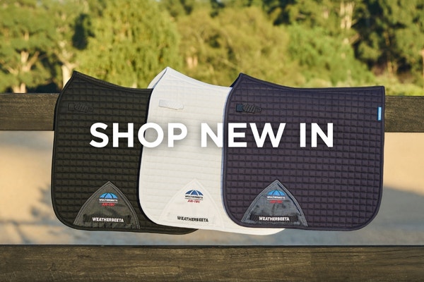 image shows 3 new weatherbeeta saddle pads on a fence.  shop new in