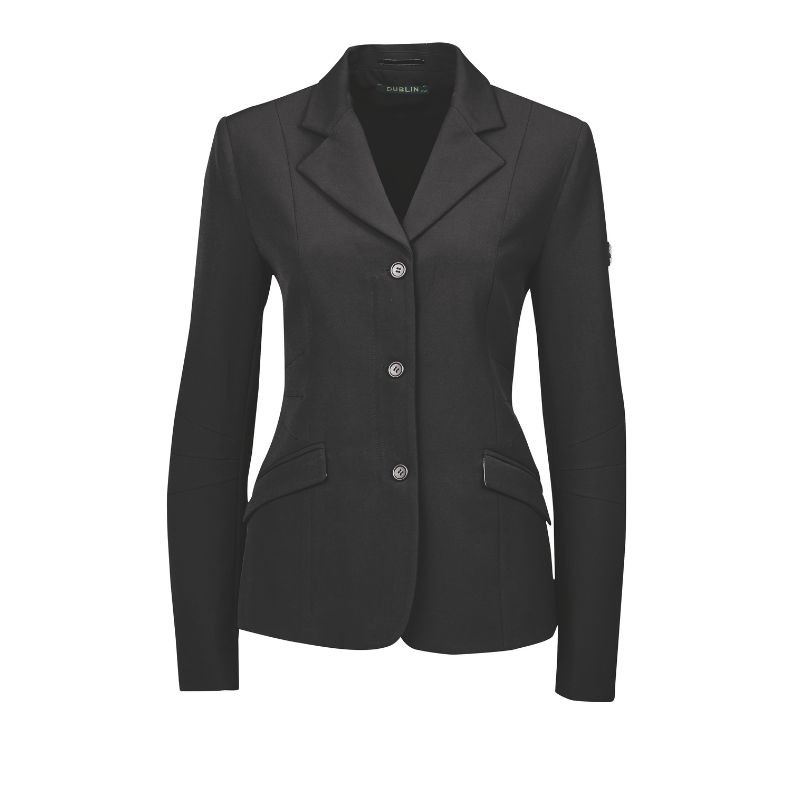 image of black dublin casey tailored show jacket for horse riding competitions