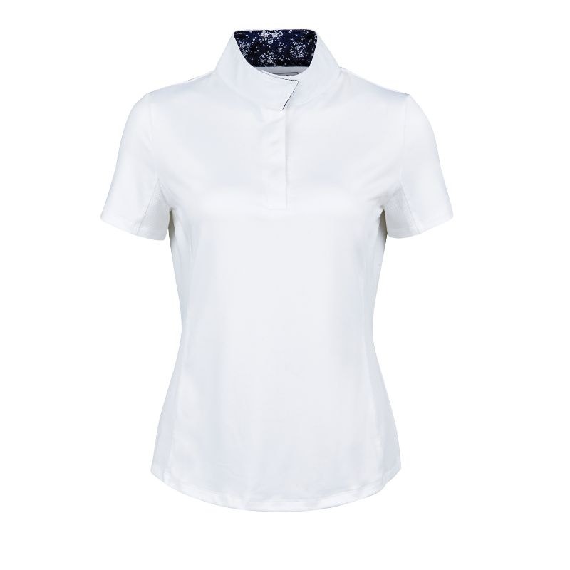image of white ria short sleeve show shirt for horse riding competitions
